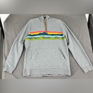 L.L. Bean Fitted Camp Outdoors Pullover Mountain Graphic Hoodie Gray Mens L